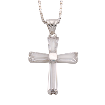 Hübscher Kreuzanhänger mit Zirkonia, inkl. passende Venezianerkette