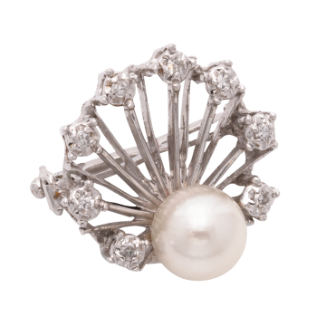 Zauberhafter Perlkettenverkürzer in Weißgold mit Diamanten und Süßwasserperle