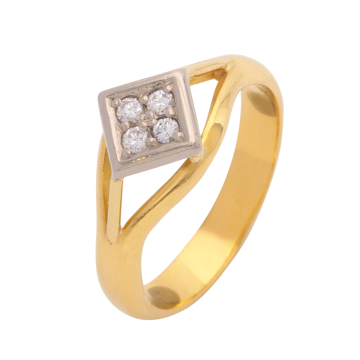 Attraktiver Damenring in 900er Gold mit 4 Brillanten