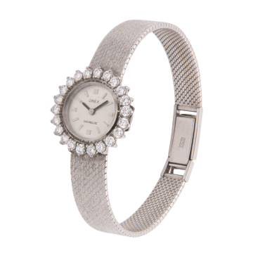 Brillant Damenuhr in 750er Weißgold, Vintage