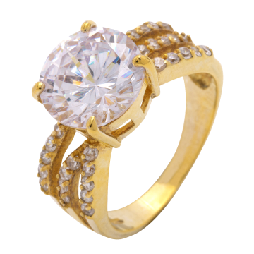 Vergoldeter Silberring mit funkelnden Zirkonia