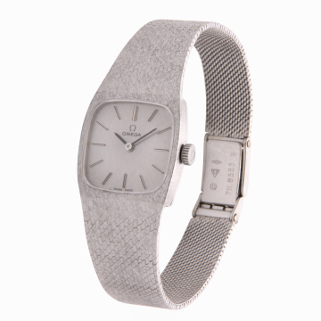 Zeitlose, klassische Omega Damenuhr in Weißgold