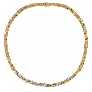 Collier aus 585er Gelb- und Weißgold mit Diamanten besetzt