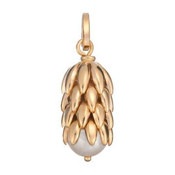 Anhänger in 750er Gelbgold in Form einer Bananenstaude mit einer Perle