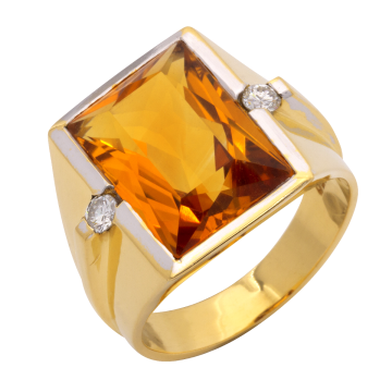 Massiver Unisex Ring mit Citrin und Brillanten