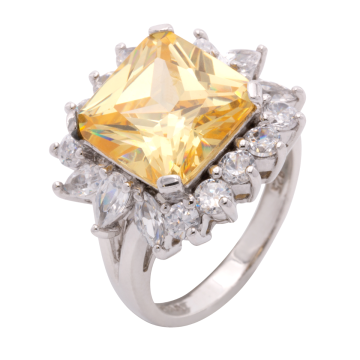 Silberner Cocktailring mit Farbstein und Zirkonia