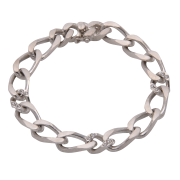 Silbernes Flachpanzerarmband mit Zirkonia