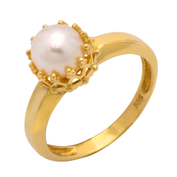 Damenring mit Zuchtperle in Krönchenfassung