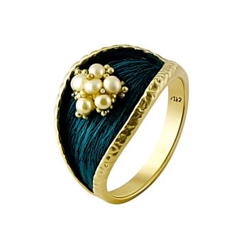 Farbenfroher Damenring mit Saatperlen