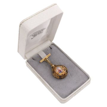 Antike Brosche mit Email Malerei