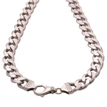 Schwere Flachpanzerkette in 925er Silber