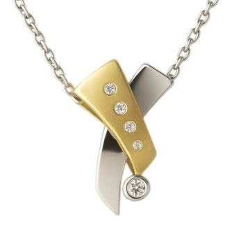 Bicolour Kettenanhänger mit Brillanten und passender Halskette