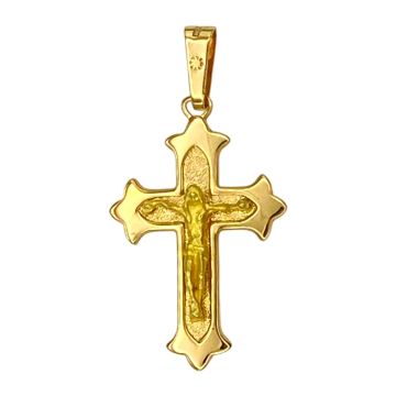 Kreuz Anhänger mit Jesus in 750er Gelbgold