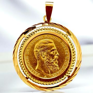 Gefasste 20 Mark Goldmünze als Kettenanhänger