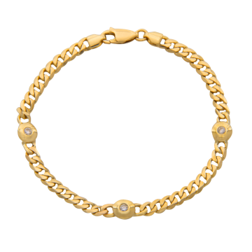 Klassisches Flachpanzerarmband mit 3 Brillanten