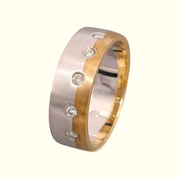 Bicolour Bandring mit Diamanten