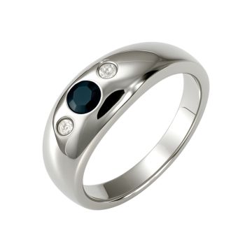 Weißgoldring mit Brillanten und Saphir