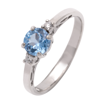 Hübscher Silberring mit Farbstein und Zirkonia