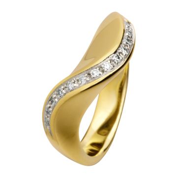 Massiv gearbeiteter Damenring mit 13 Diamanten