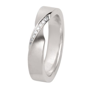 Moderner Damenring in 750er Weißgold mit 9 Brillanten