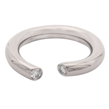 Massiver Weißgoldring mit 2 Brillanten