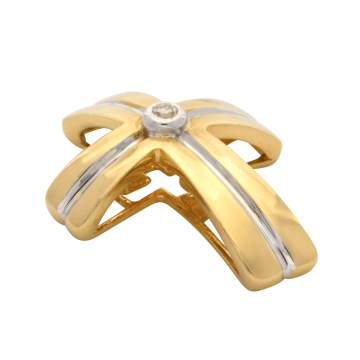 Kreuz Anhänger in 585er Gold mit Diamant