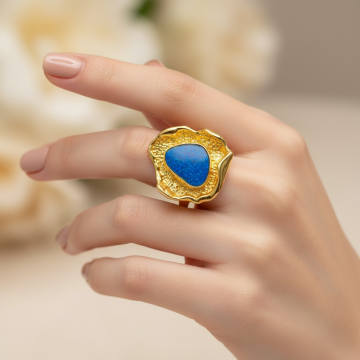 Handgefertigter Opalring aus 585er Gold