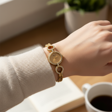 Schmuckband-Damenuhr von CHOPARD in 750er Gelbgold mit Diamantbesatz