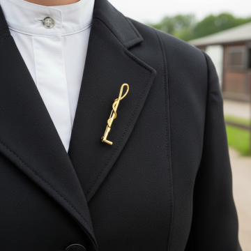 Anstecknadel – Reitgerte und Peitsche in 585er Gold
