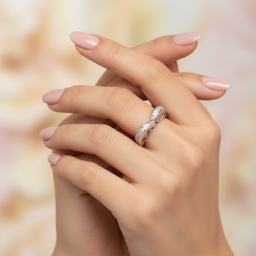 Handgefertigter Weißgoldring mit Brillanten