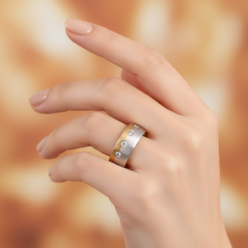 Bicolour Bandring mit Diamanten
