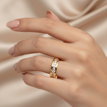 Bandring in 585er Gold mit 10 Brillanten