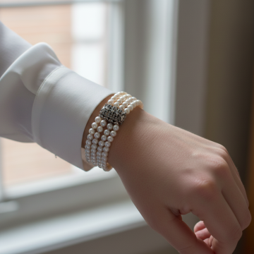 Zauberhaftes Perlenarmband mit dekorativer Weißgold Schließe