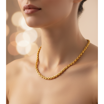 Massive Damenkette in 585er Gelbgold - 45cm lang