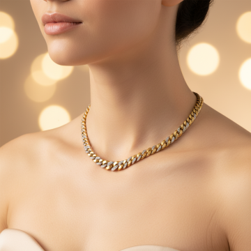 Massive Damenkette mit 36 Diamanten