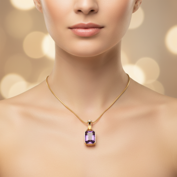 Anhänger mit Kette – Parfumflacon mit Amethyst, Onyx und Diamanten