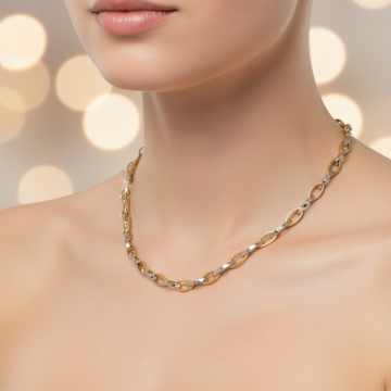 Attraktive Halskette/Collier in 585er Bicolour Gold