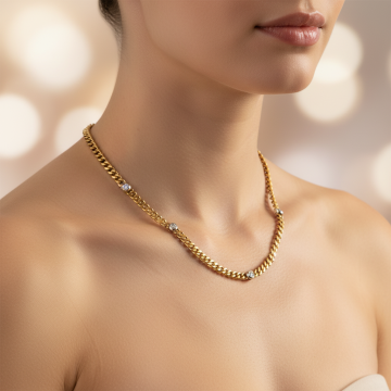 Exquisite Halskette mit 5 Brillanten