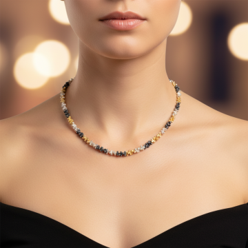 Exklusives Collier aus Silber, teilweise vergoldet und geschwärzt