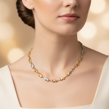 Verspielte Collierkette mit Elefanten in 14karätigem Gold