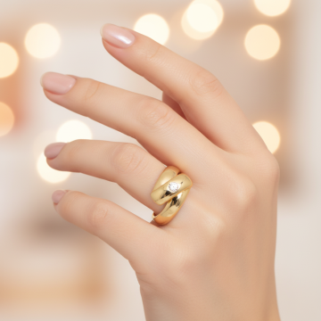 Exzellenter Bicolor-Ring in 14karätigem Gold mit Brillant