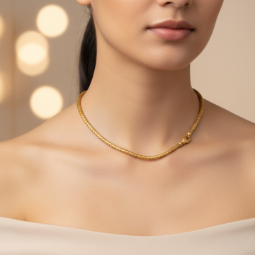 Ausdrucksvolle Halskette/Collier in mattierten 750er Gelbgold