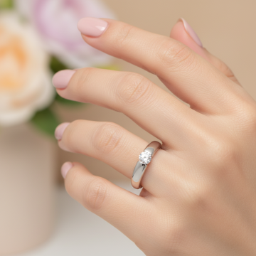 Klassischer Verlobungsring in 14 Karat Weißgold mit Brillantsolitär