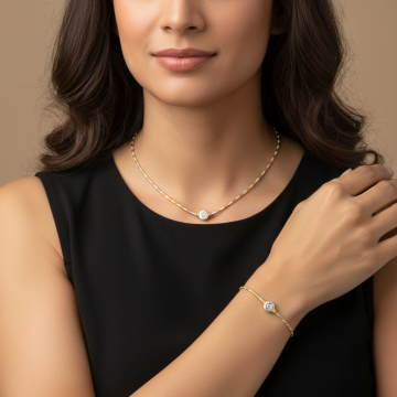 Bicolour Set – Collier und Armband mit Brillanten