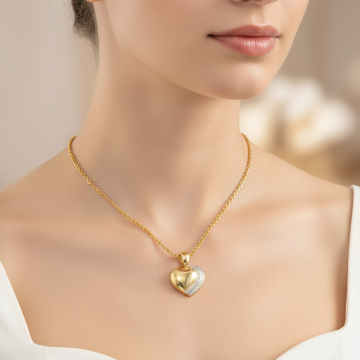 Clip Anhänger Herz mit Diamanten – inkl. Ankerkette