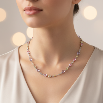Zauberhaftes Collier in Pastell und 925er Silber