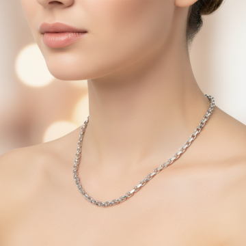 Damenkette mit kantigen Ankergliedern in 925er Silber