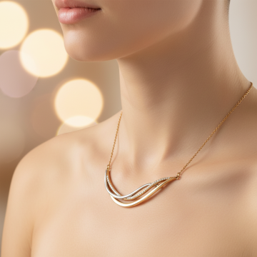 Hübsches Tricolor Collier in 925er Silber
