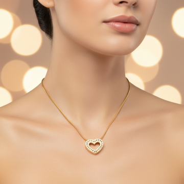 Herzanhänger mit Brillanten inklusive Schlangenkette