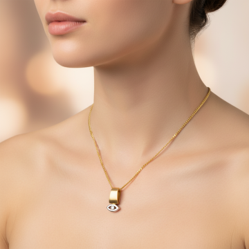 Hübscher Anhänger in Bicolour Gold mit Brillant von 0,05 ct – Flachpanzerkette